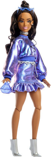 Barbie Deluxe Style with Brown Hair in Metallic Blue Outfit