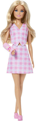 Barbie Fashionistas Doll #243 With Pink Arm Cast And Plaid Top And Skirt, Blonde