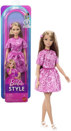 Barbie Fashionista Doll #249 With Pink Paisley Dress, Blonde Hair