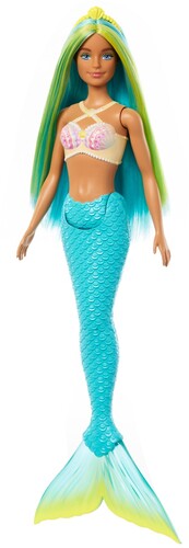 Barbie Mermaid Doll with Blue And Yellow Hair, Turquoise Tail & Headband Accessory