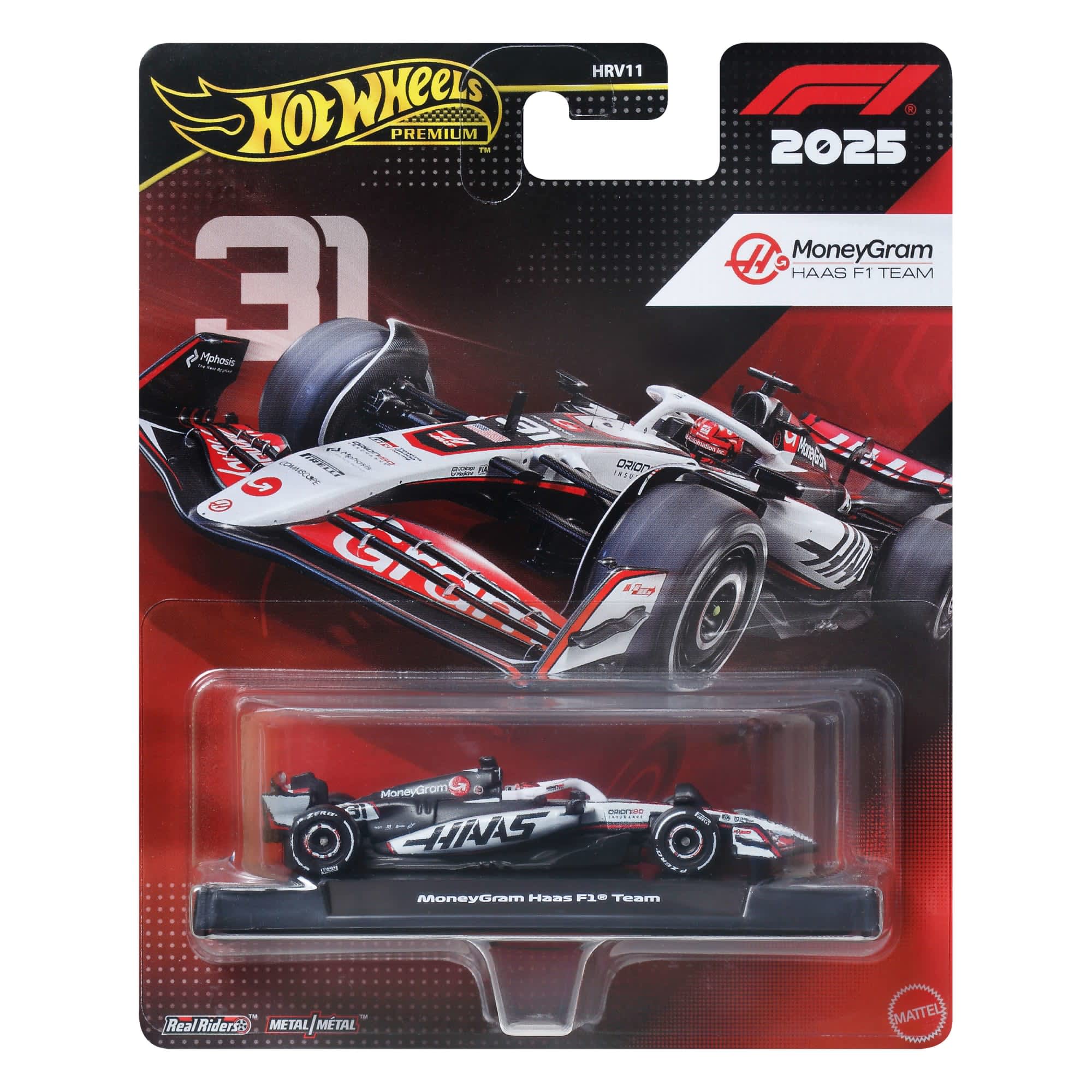HWJKD78 Hot Wheels Premium F1 2025 Moneygram Haas F1 Team #31